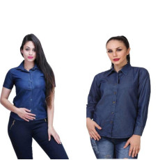 Womens Denim Solid Shirt Buy 1 Get 1 Free Denim Pattern